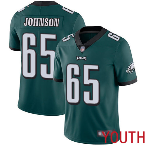 Youth Philadelphia Eagles 65 Lane Johnson Midnight Green Team Color Vapor Untouchable NFL Jersey Limited